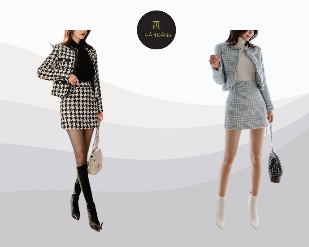 váy tweed và croptop giúp nàng tôn dáng