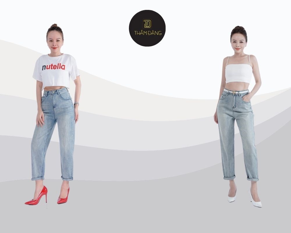 mông lép chân nhỏ mặc quần gì phối với áo thun