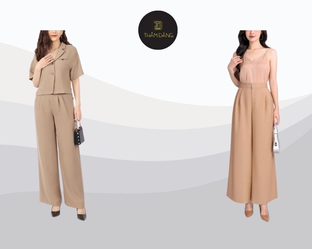 Những mẫu đồ bộ quần ống suông mặc đi chơi