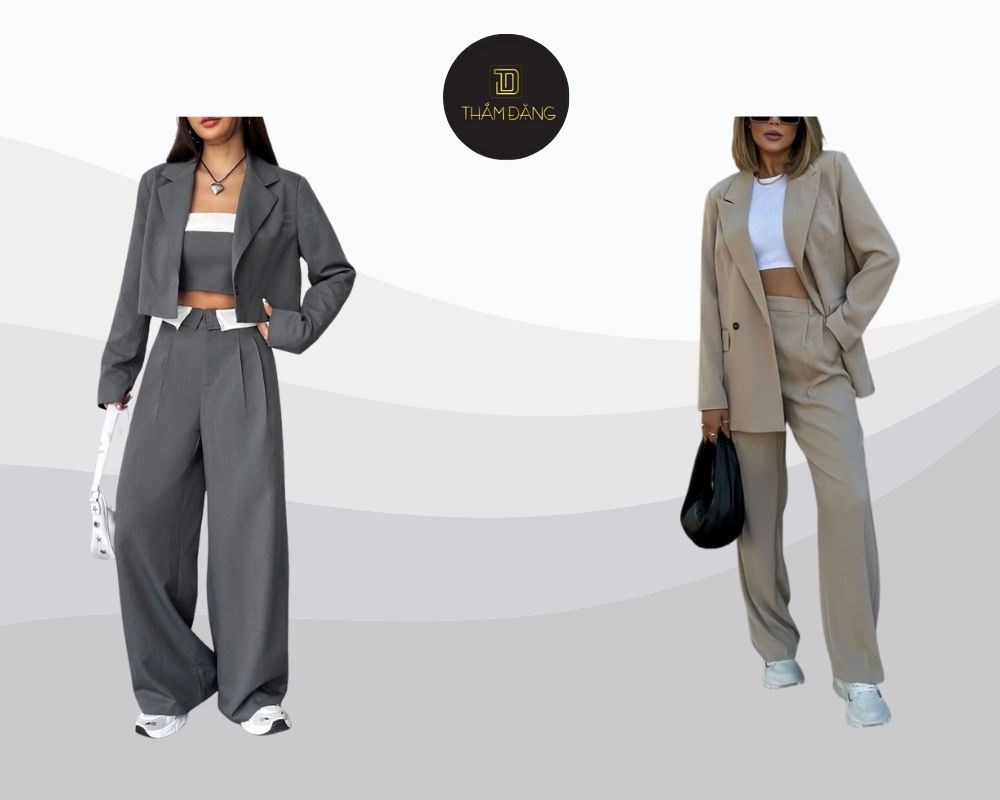 Phối áo croptop với quần ống rộng hiện đại