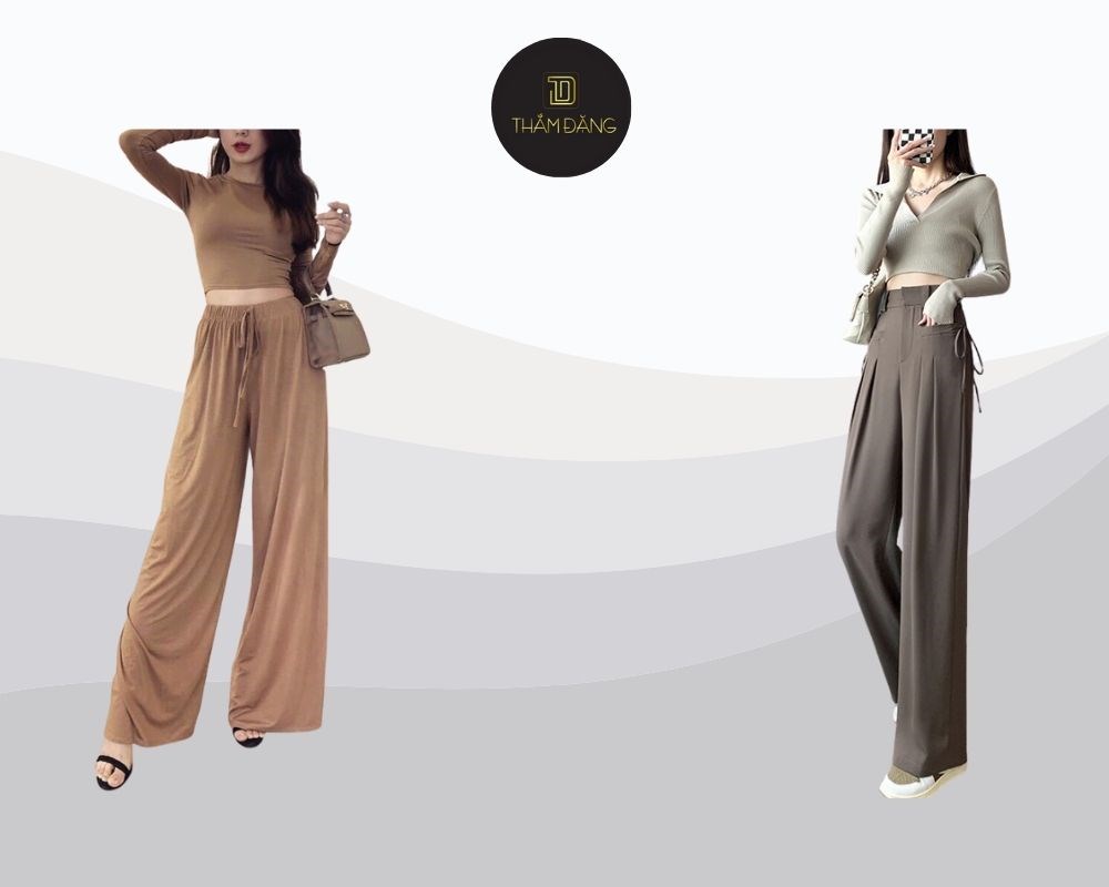 Phối áo croptop với quần ống rộng kín đáo