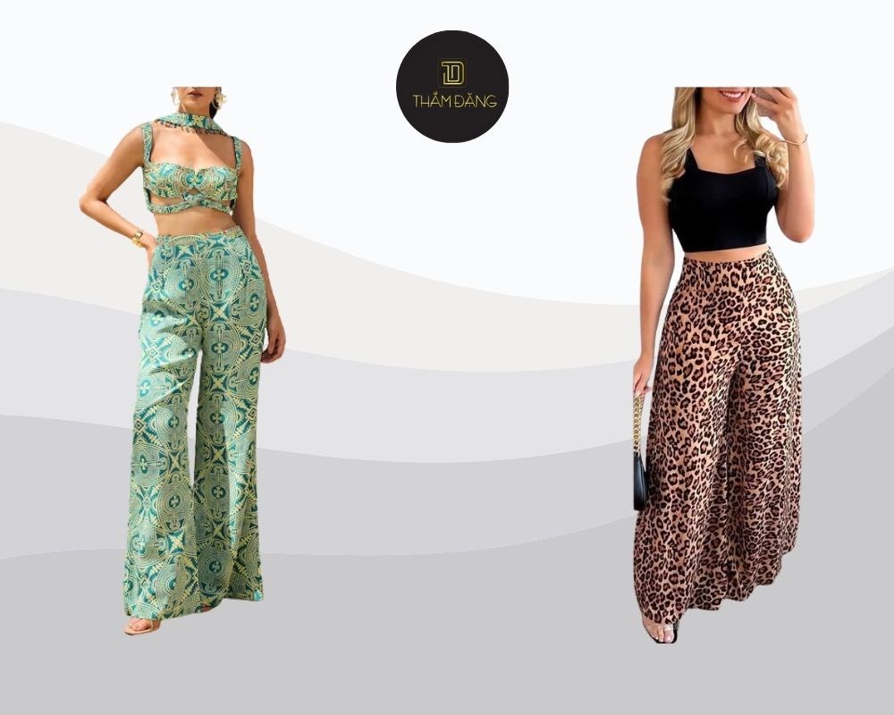 Phối áo croptop với quần ống rộng sôi động