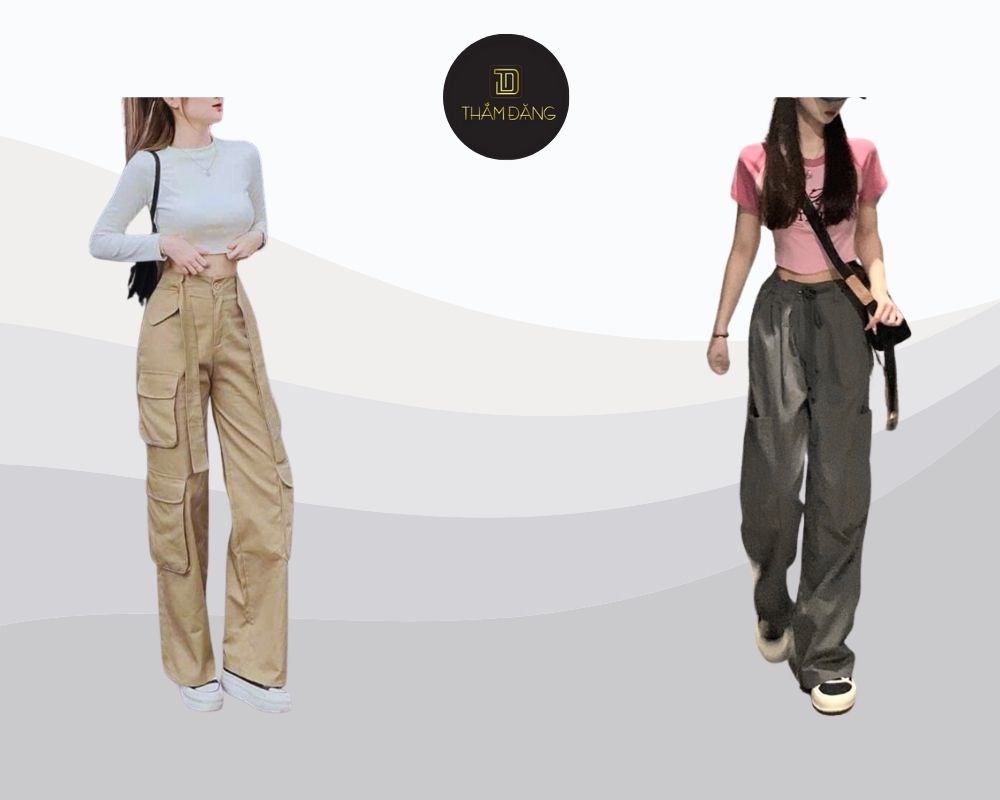 Phối áo croptop với quần ống rộng đơn giản