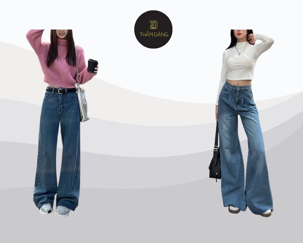 Phối áo croptop với quần ống rộng ngày lạnh