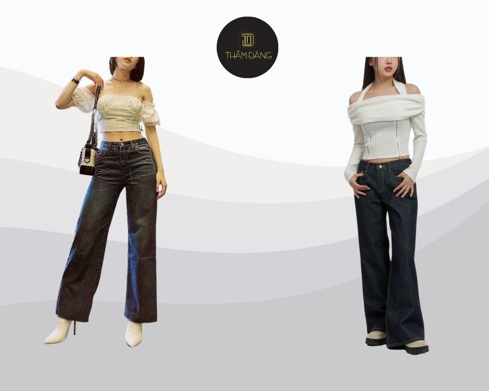 Phối áo croptop với quần ống rộng năng động