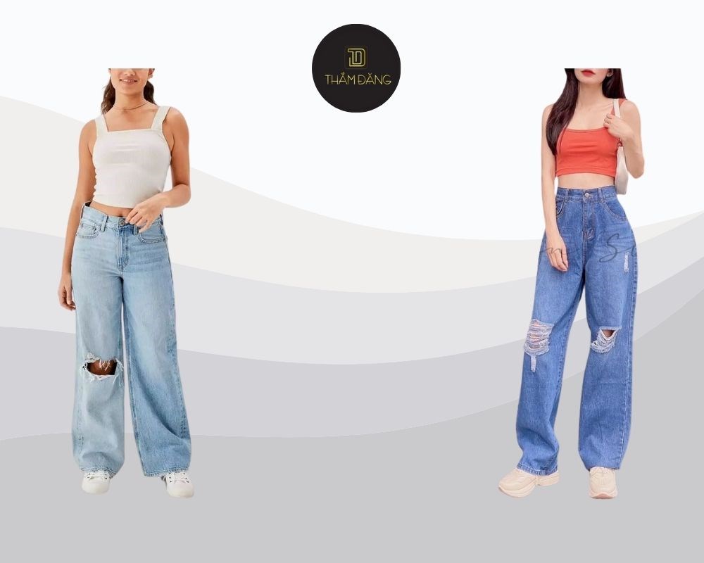 Phối áo croptop với quần ống rộng cuốn hút