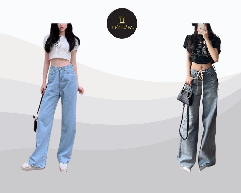 Phối áo croptop với quần ống rộng thoải mái