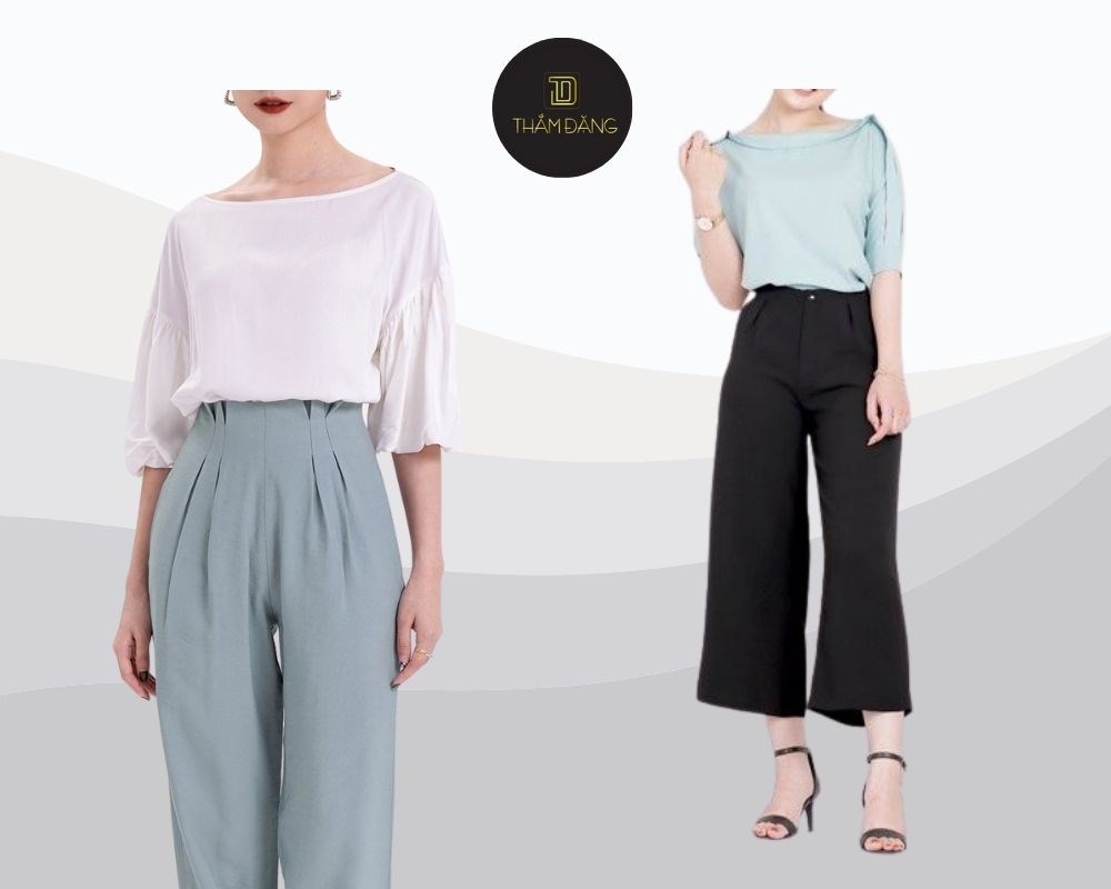 Sơ mi cổ thuyền phối cùng quần ống rộng màu be - sự kết hợp hoàn hảo giữa sự tinh tế và hiện đại