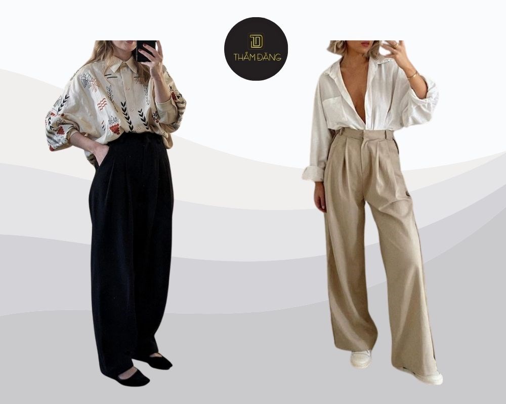 Áo sơ mi oversized mix cùng quần ống rộng xếp ly - phong cách đường phố hiện đại với sự thoải mái và cá tính