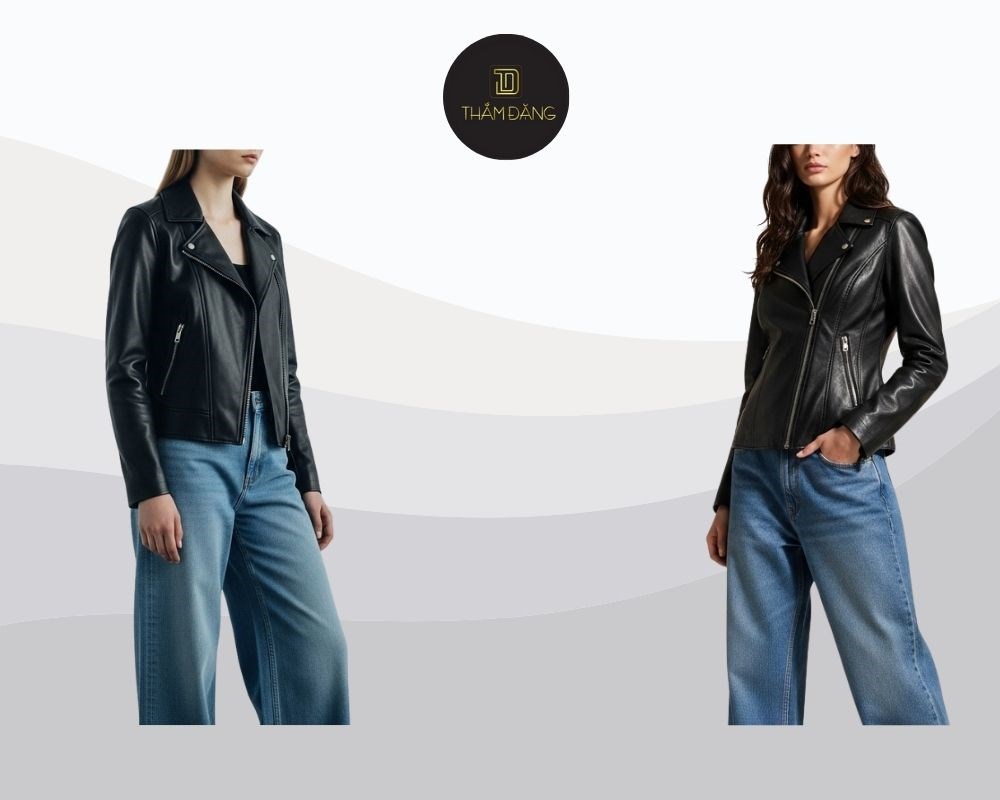 Tạo vẻ ngoài cá tính, bụi bặm với quần jean ống rộng và áo khoác da (dáng lửng hoặc oversize)
