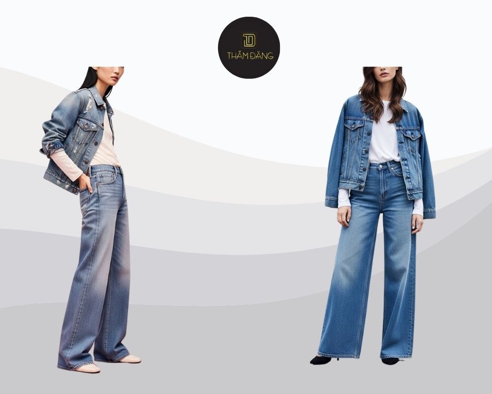 Phong cách denim-on-denim thời thượng, ấm áp cho mùa đông phù hợp cho dạo phố, đi chơi