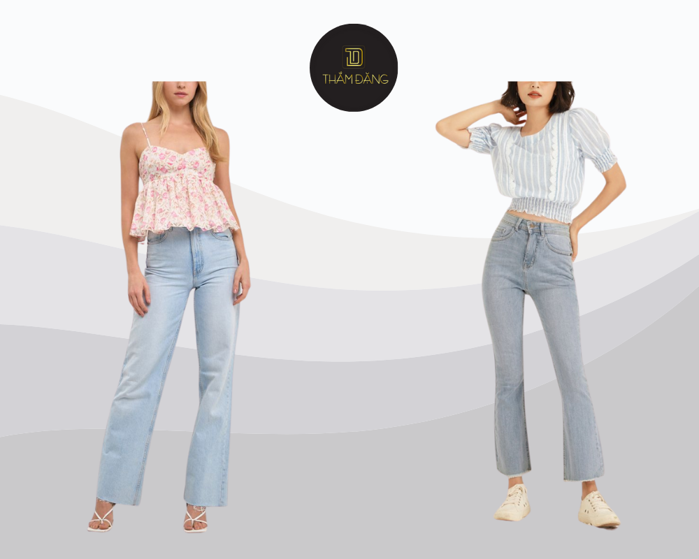 Phong cách retro hoa nhí cùng jeans ống loe đầy nữ tính và phóng khoáng.