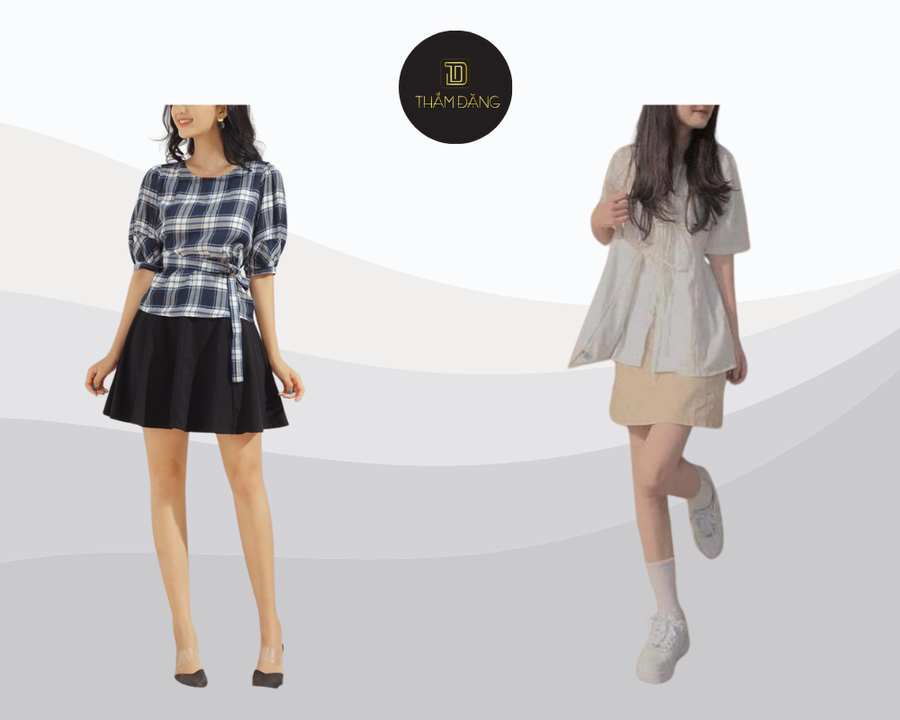 Baby doll và chân váy ngắn tạo dáng trẻ trung hack dáng chuẩn không cần cao gót.