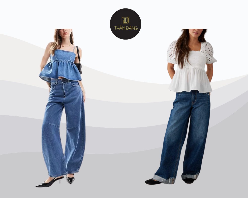 Baby doll cùng jeans rộng tạo style nữ tính và hiện đại cho cuối tuần.