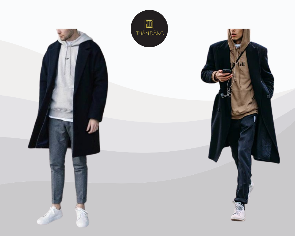 Phong cách trẻ trung năng động với áo dạ hoodie và quần jeans chuẩn streetwear.