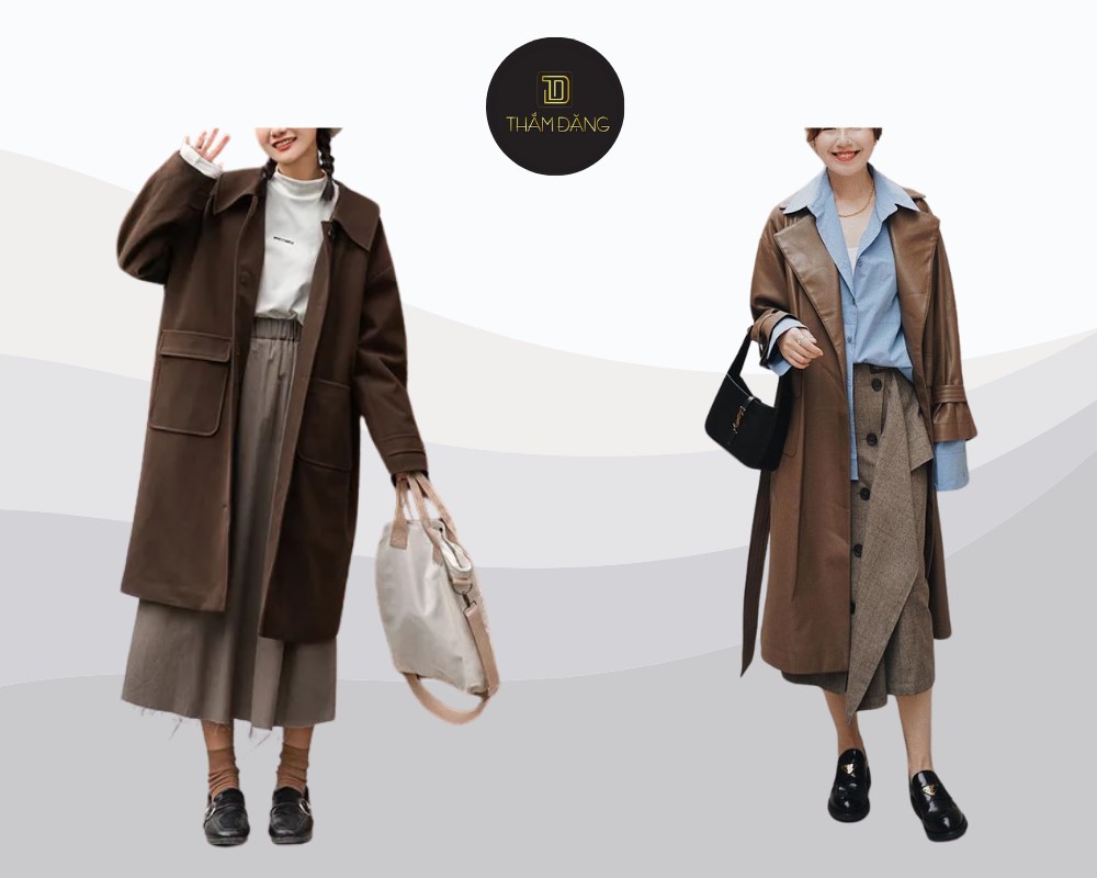 Thanh lịch và sang trọng cùng áo dạ dáng dài phối chân váy midi chuẩn công sở