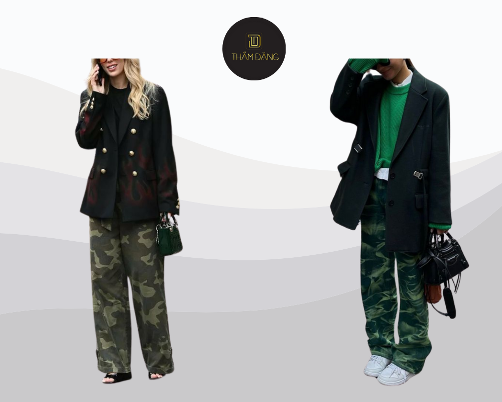 Outfit mùa đông cá tính với quần rằn ri và áo dạ thanh lịch trẻ trung