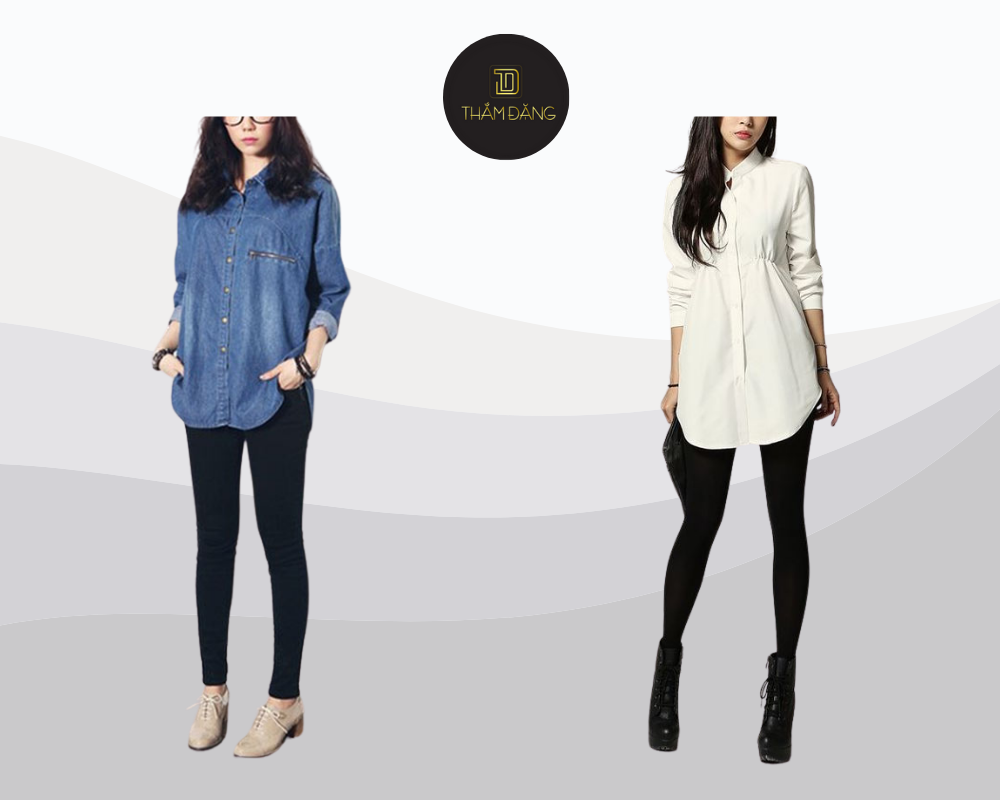 Sơ mi phối legging tạo vẻ năng động thoải mái mà vẫn giữ nét thanh lịch cần thiết.