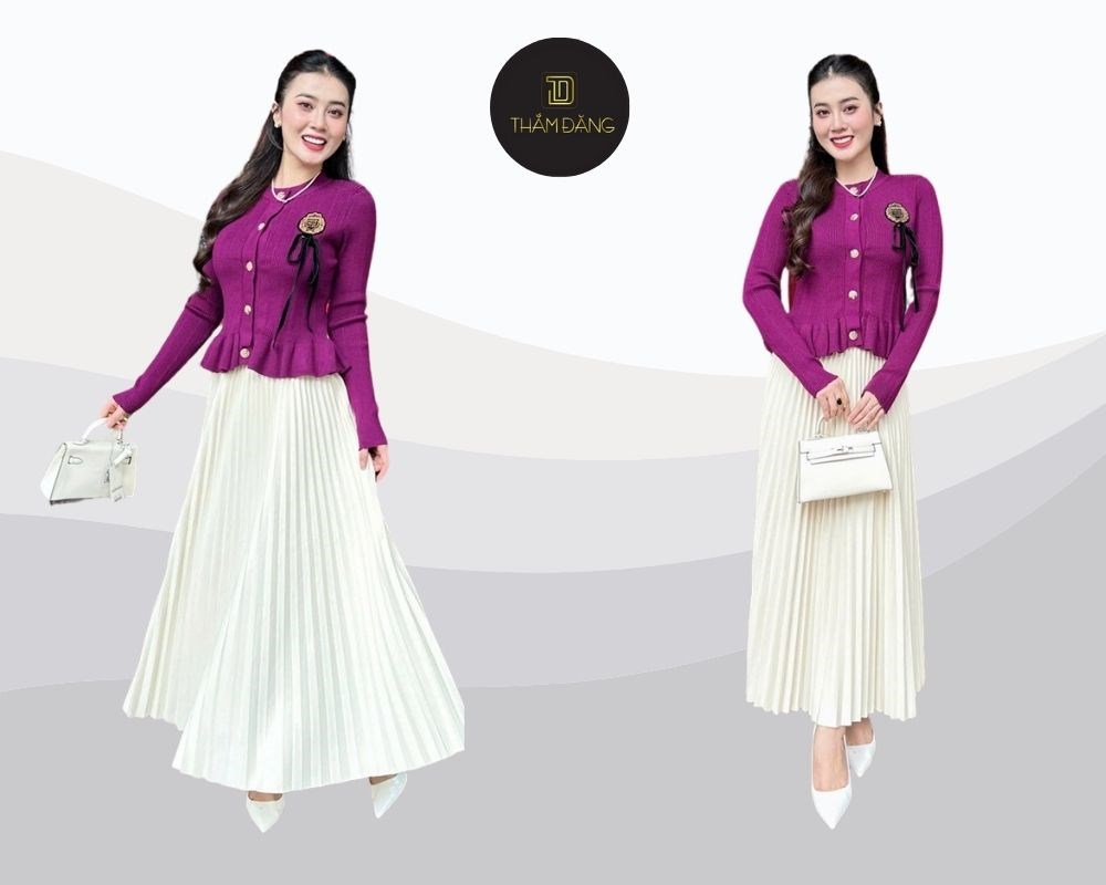 Phối với áo peplum hack dáng, giúp tôn lên vòng eo thanh thoát và tạo sự cân đối cho cơ thể