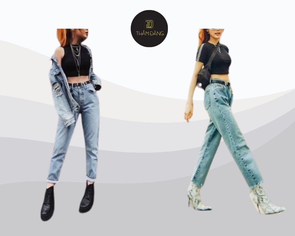 Set đồ trẻ trung tôn dáng với croptop quần lưng cao và boot cổ thấp.