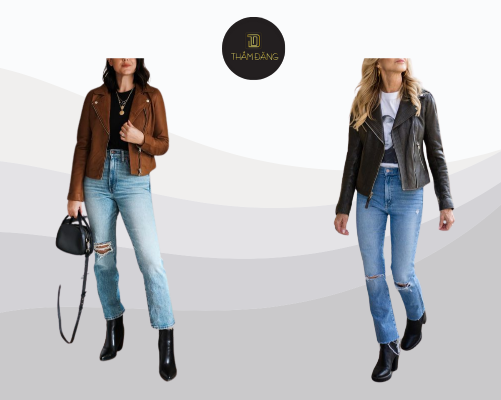 Chất rock-chic cá tính với boot cổ thấp và áo khoác da thời thượng