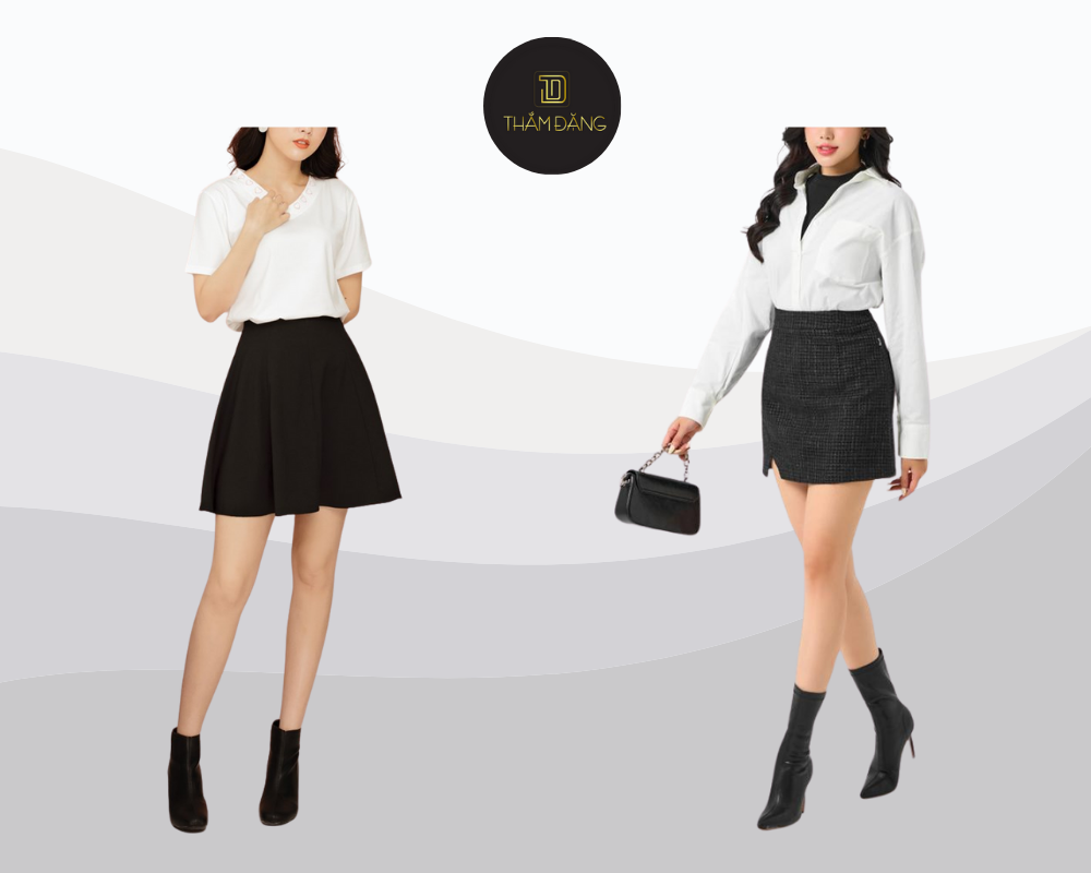 Thanh lịch trẻ trung cùng chân váy chữ A và boot cổ thấp