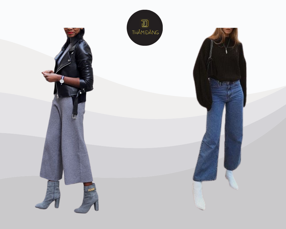 Thanh lịch và hiện đại với boot cổ thấp cùng quần culottes jean trẻ trung