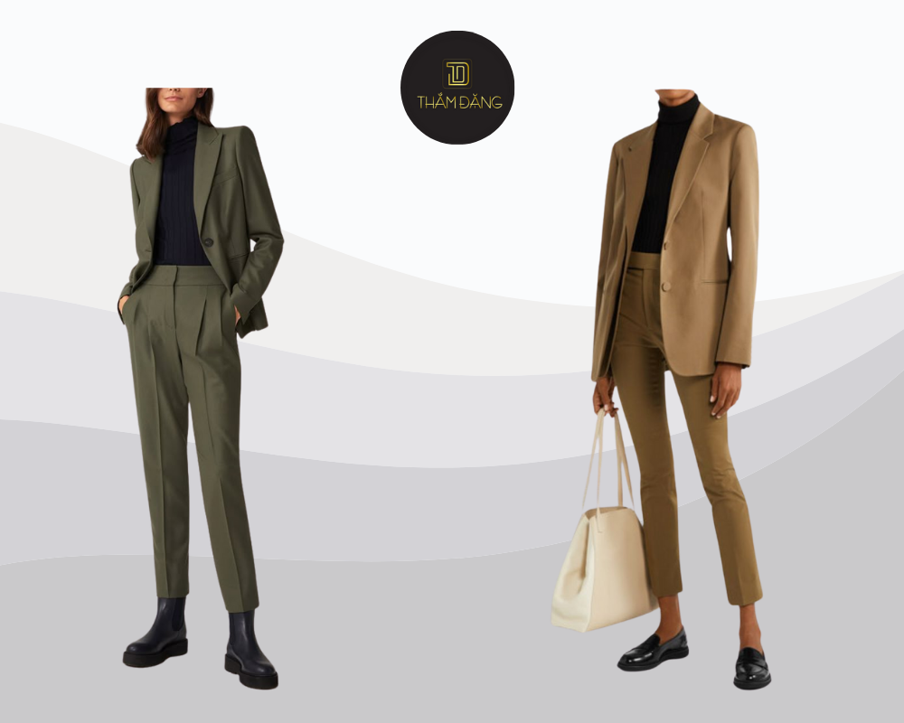 phối đồ với giày loafer nữ công sở
