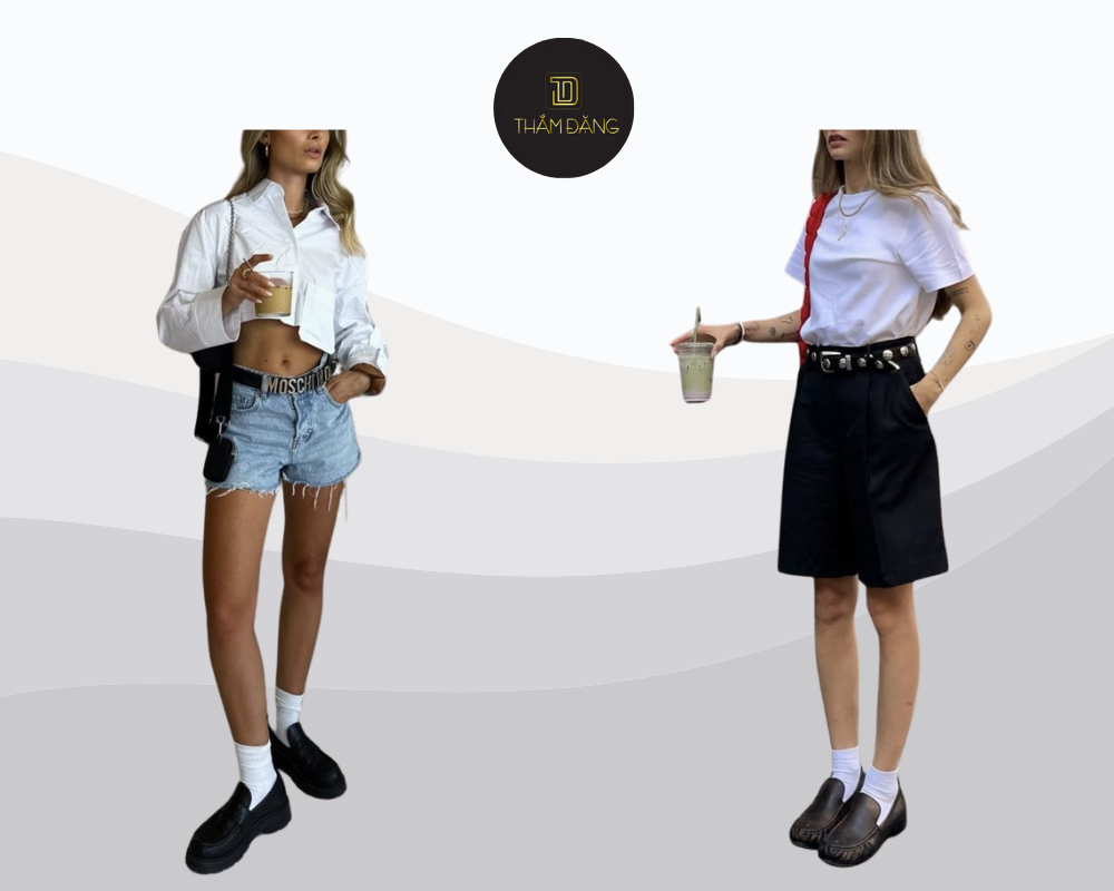phối đồ với giày loafer nữ phong cách summer