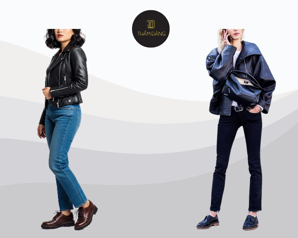phối đồ với giày oxford nữ phong cách rock