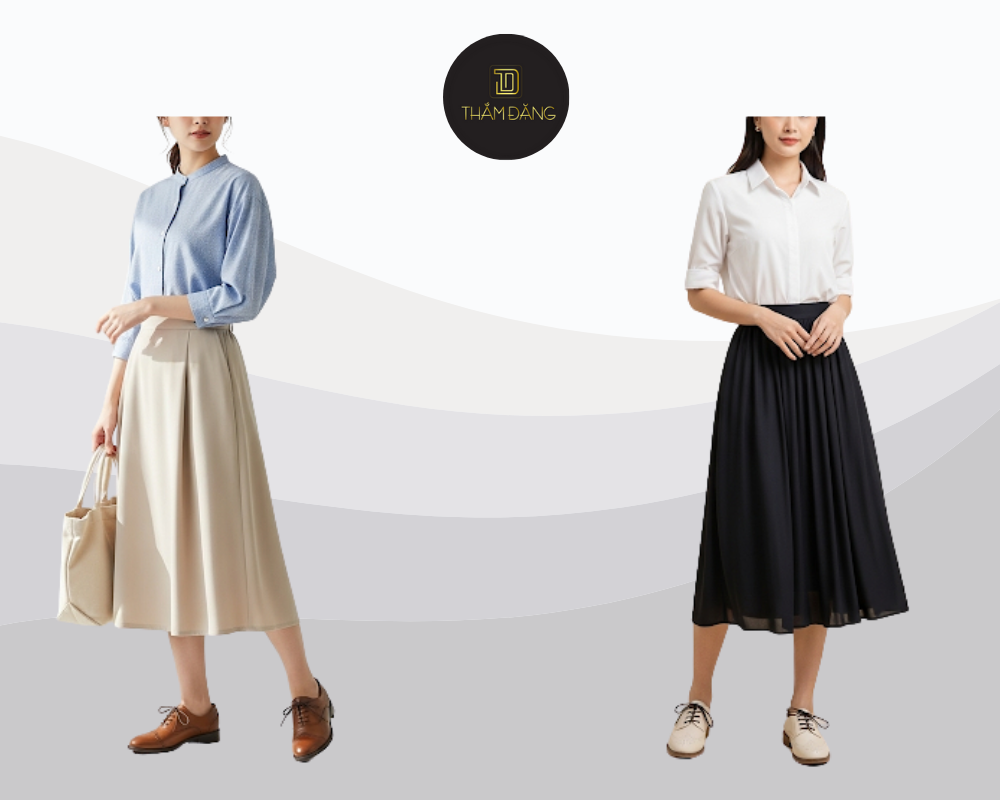 phối đồ với giày oxford nữ thanh lịch
