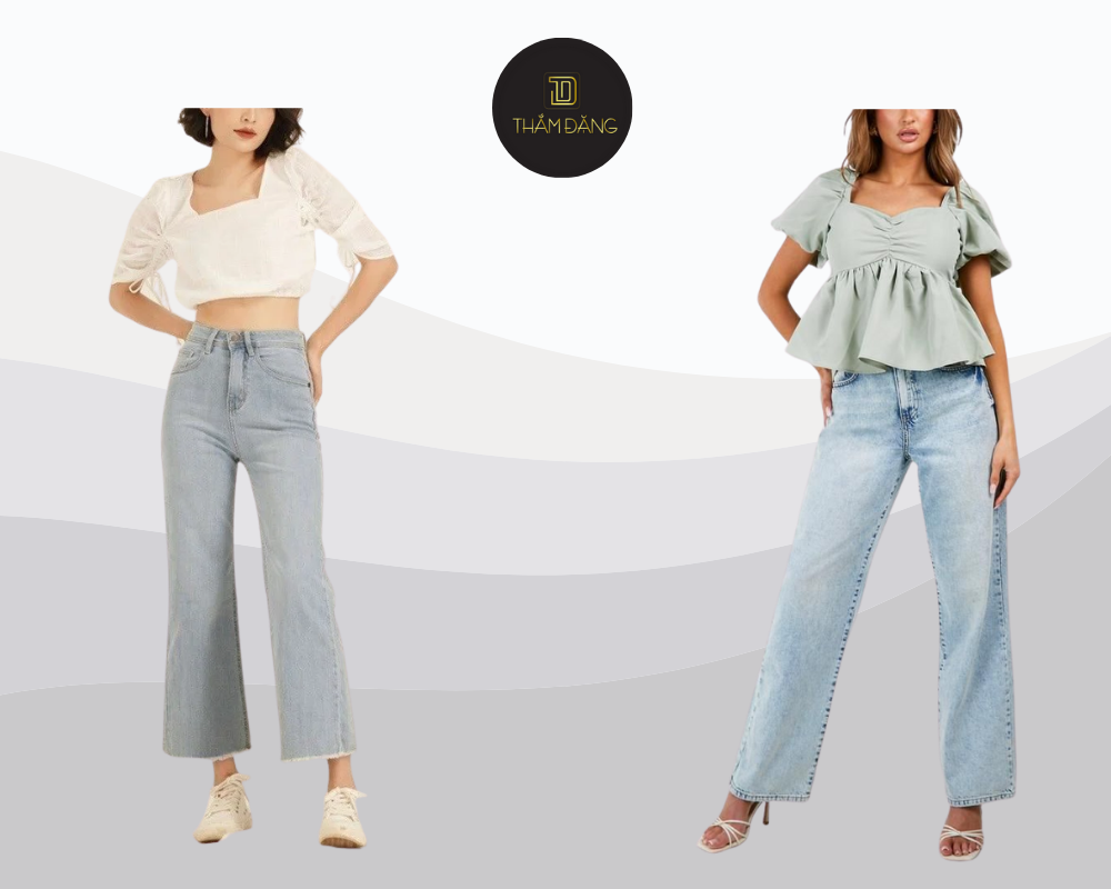 phối đồ với quần jean ống đứng ngọt ngào nữ tính