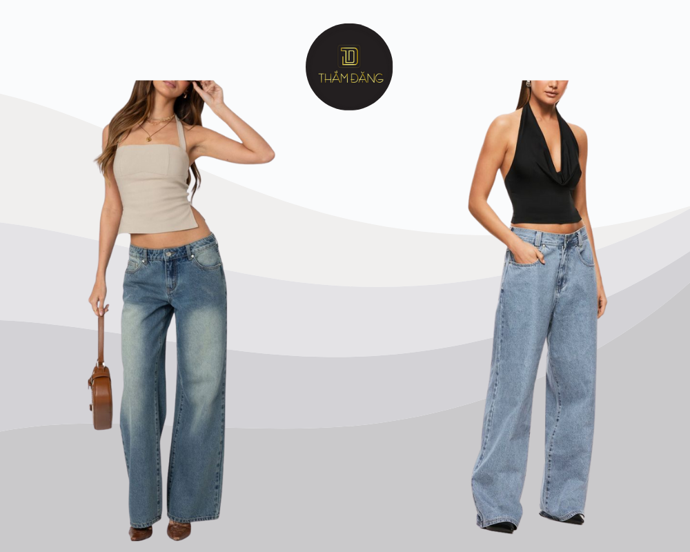 phố đồ với quần jean ống đứng thanh lịch