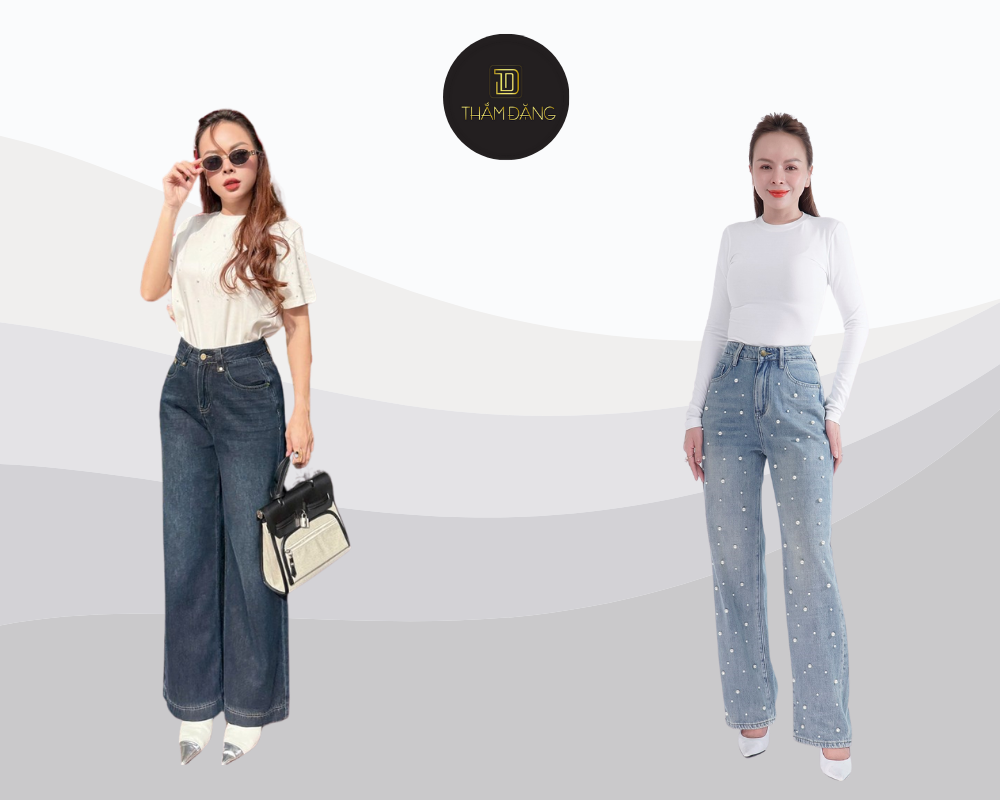 phối đồ với quần jean ống đứng tôn dáng