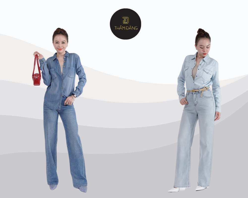 phối đồ với quần jean ống đứng cá tính