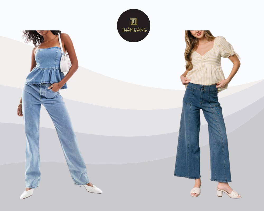phối đồ với quần jean ống đứng sang trọng