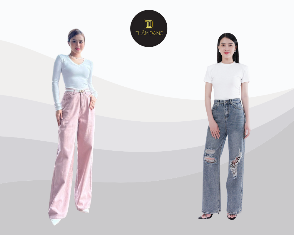 phối đồ với quần jean ống đứng trẻ trung