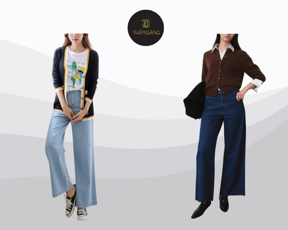 phối đồ với quần jean ống đứng cho ngày thu