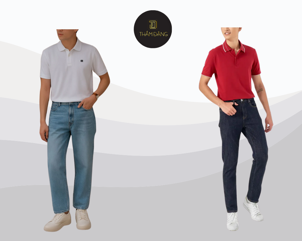 phối đồ với quần jean ống đứng giúp trẻ trung hơn