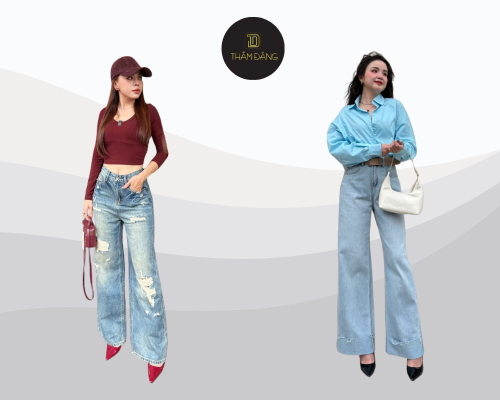 phối đồ với quần jean ống đứng tôn nét
