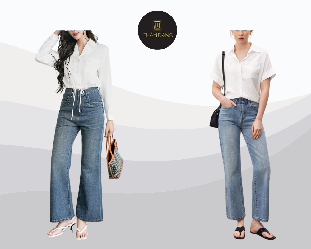phối đồ với quần jean ống đứng thanh lịch