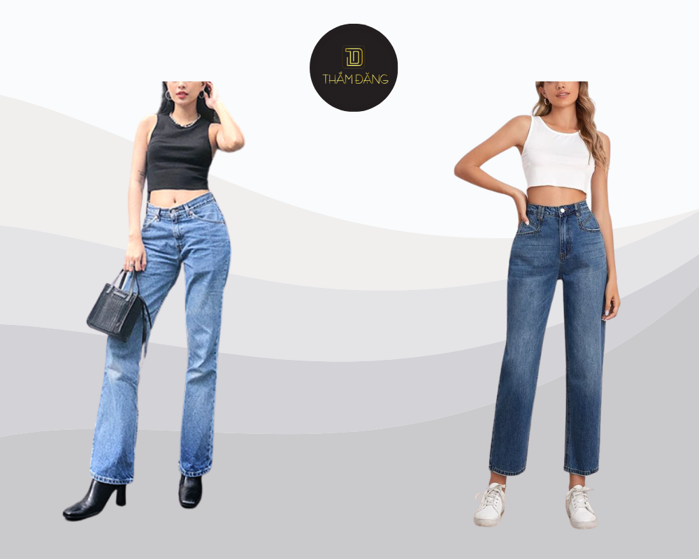 phối đồ với quần jean ống đứng chuẩn phong cách