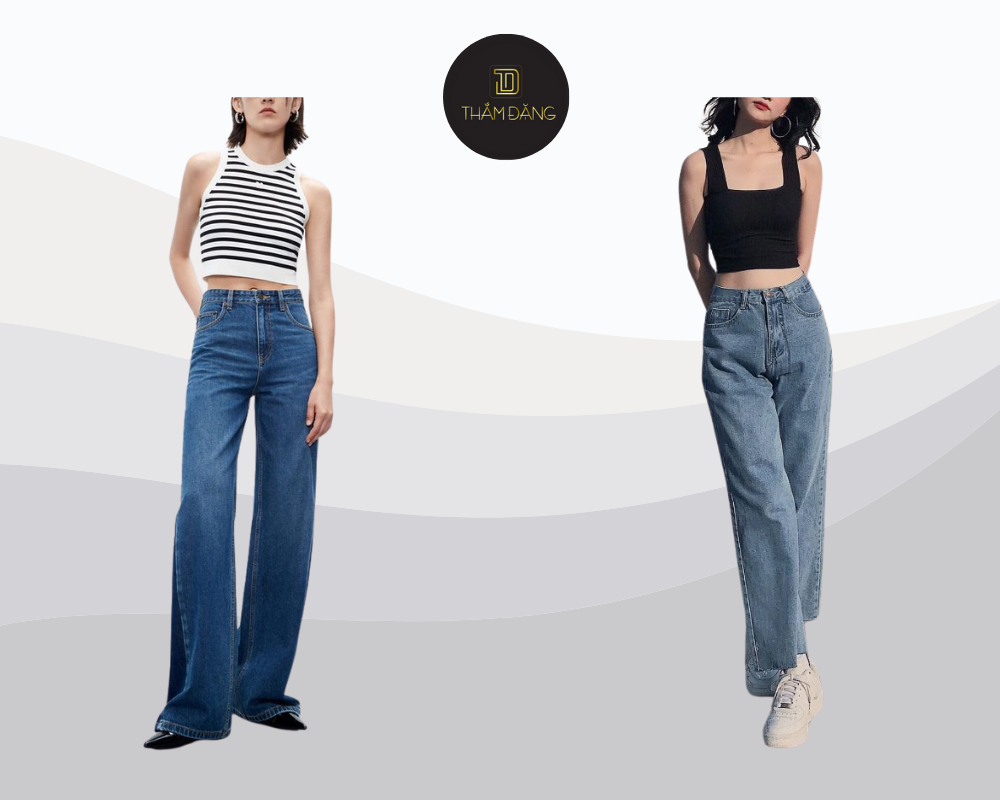 phối đồ với quần jean ống đứng nữ tính
