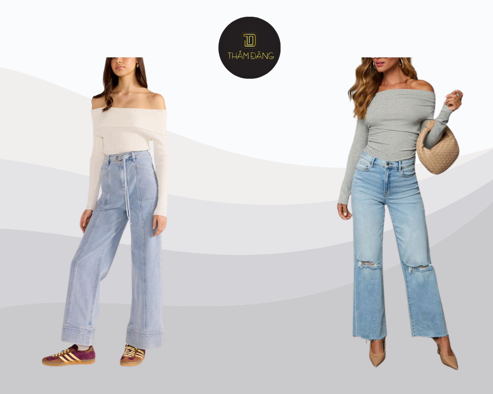 phối đồ với quần jean ống đứng quyến rũ