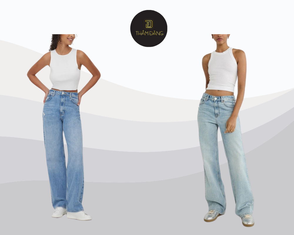 phối đồ với quần jean ống đứng năng động