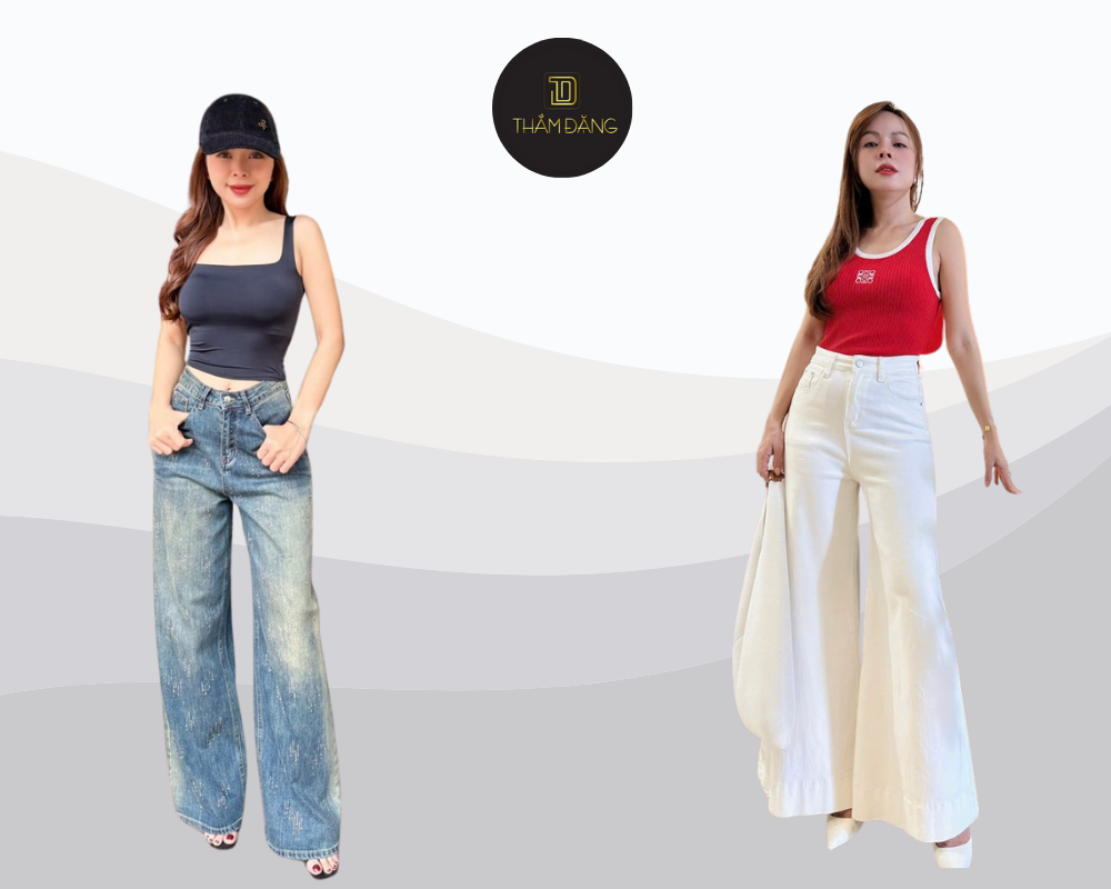 phối đồ với quần jean ống rộng