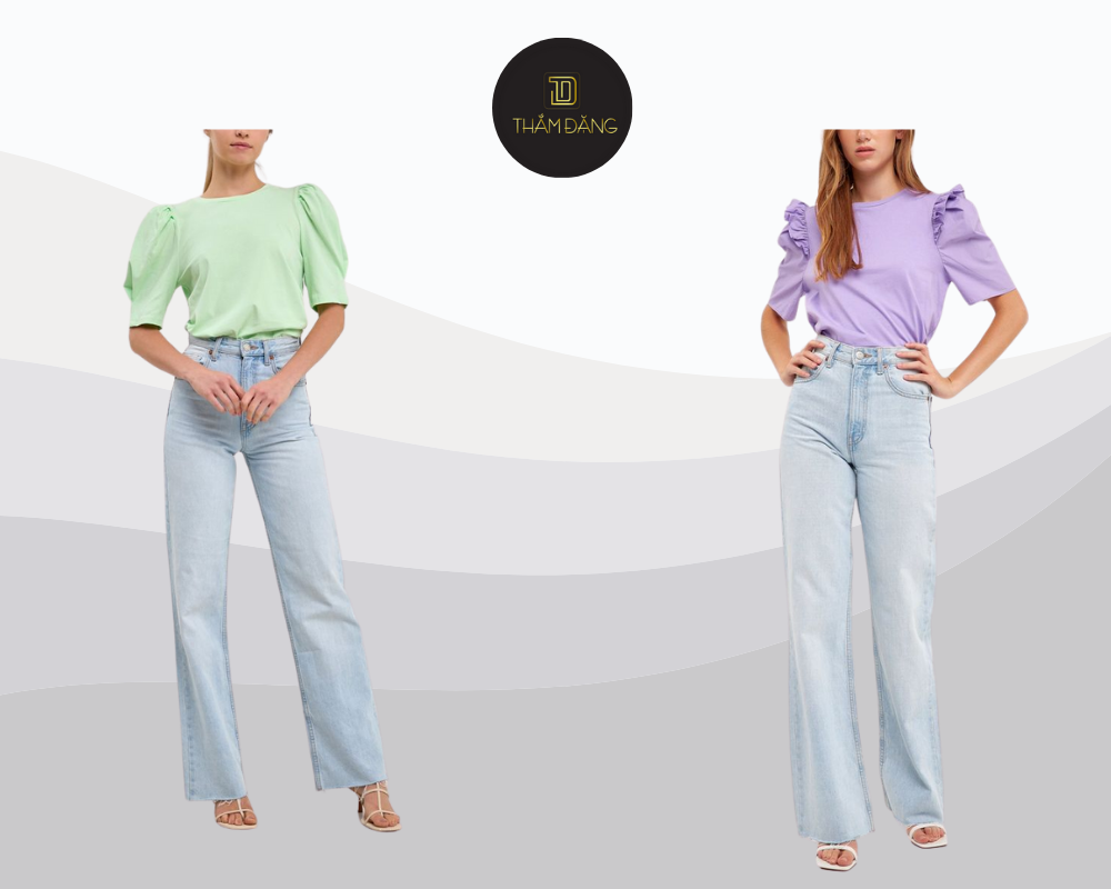 phối đồ với quần jean nhẹ nhàng
