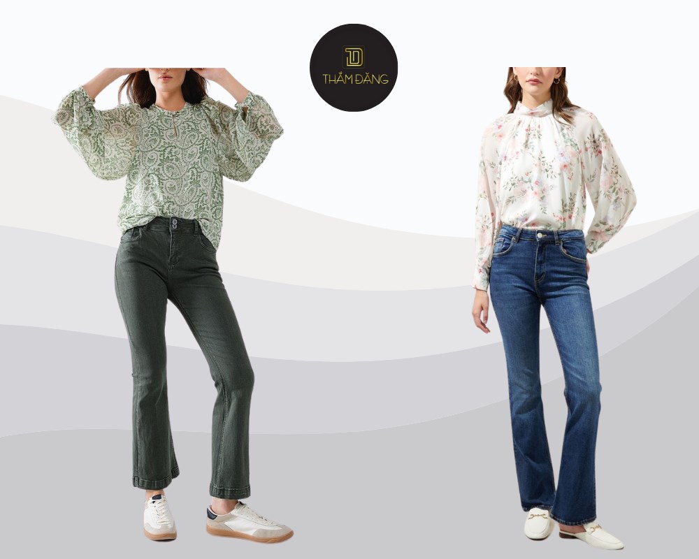 phối đồ với quần jean ống loe