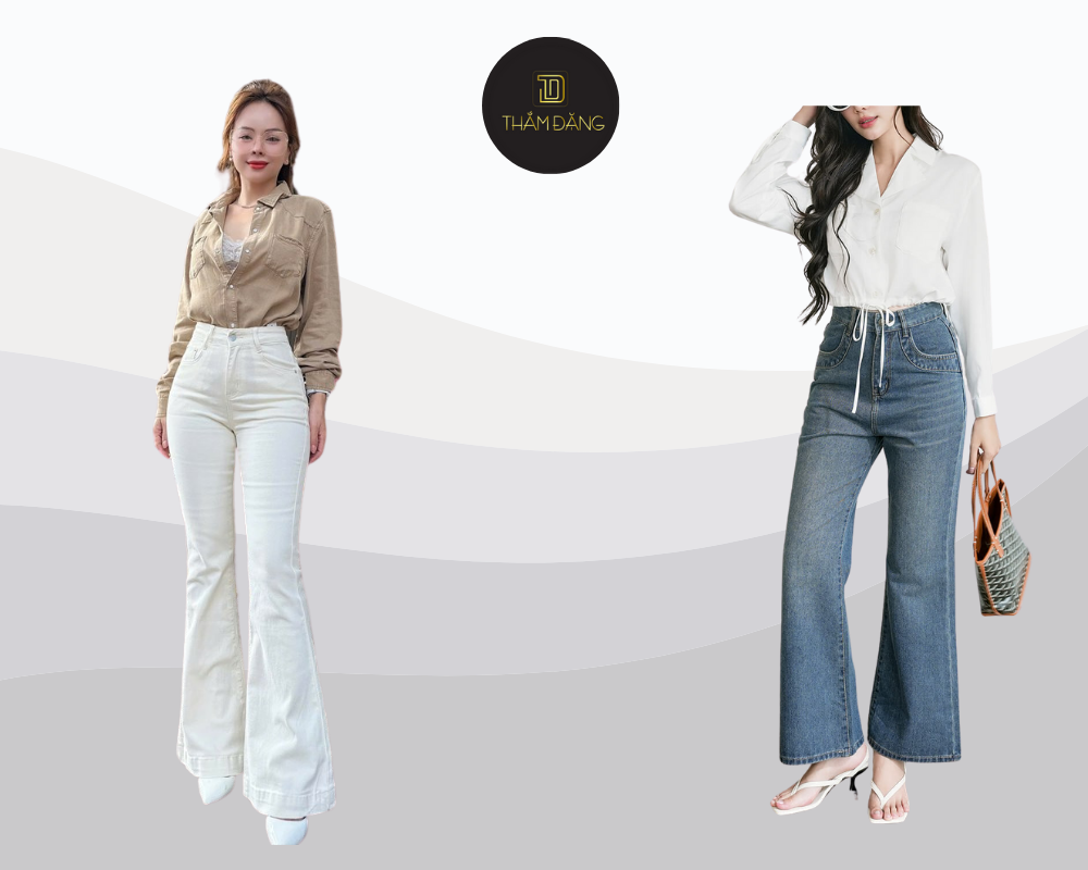phối đồ với quần jean ống loe