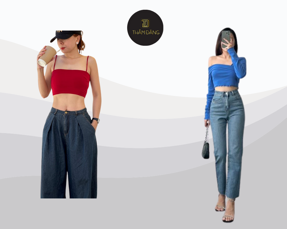 phối đồ với quần jean tôn dáng